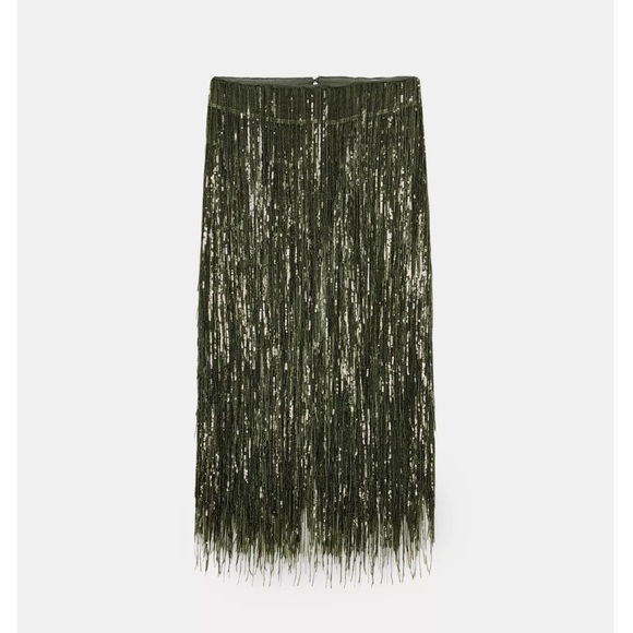 Zara Dresses & Skirts - Zara ZW COLLECTION LIMITED EDITION FRINGED SEQUIN SKIRT